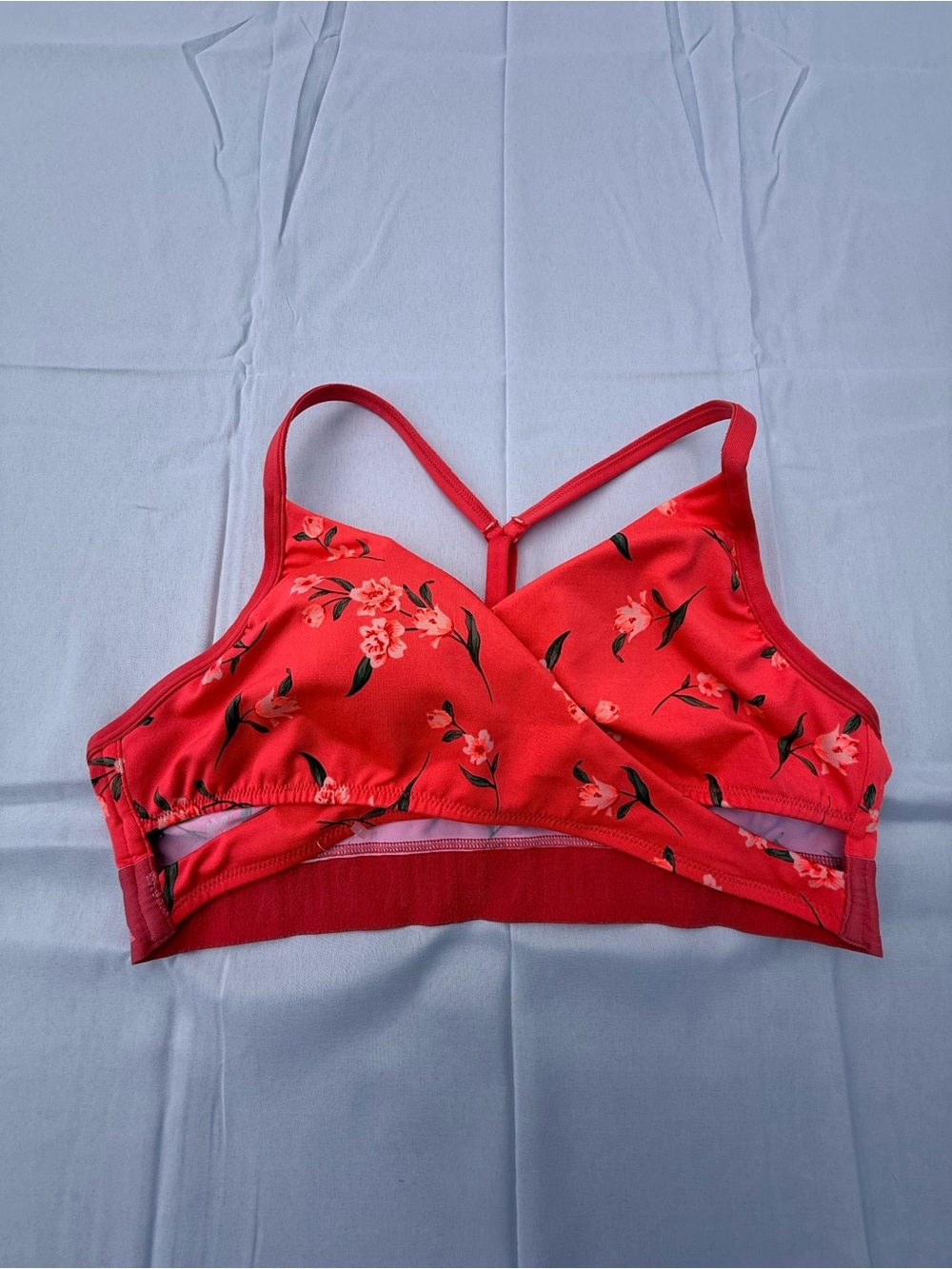 #39 PINK SPORT Victoria's Secret Coral Red Floral Wireless Bralette size medium